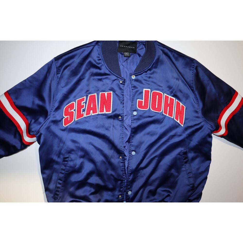 Sean John Jacket Mens 2XL Blue/Navy Varsity Y2K Rap‎ Hip Hop Embroidered